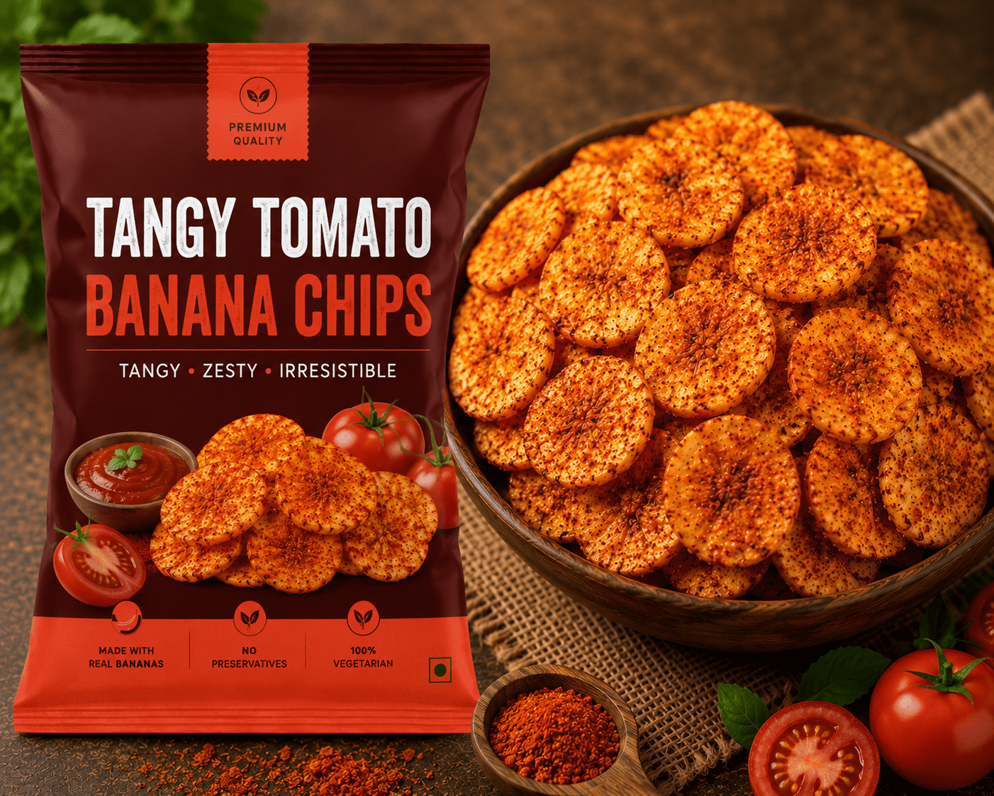 Tangy Tomato Banana Chips - Image 1
