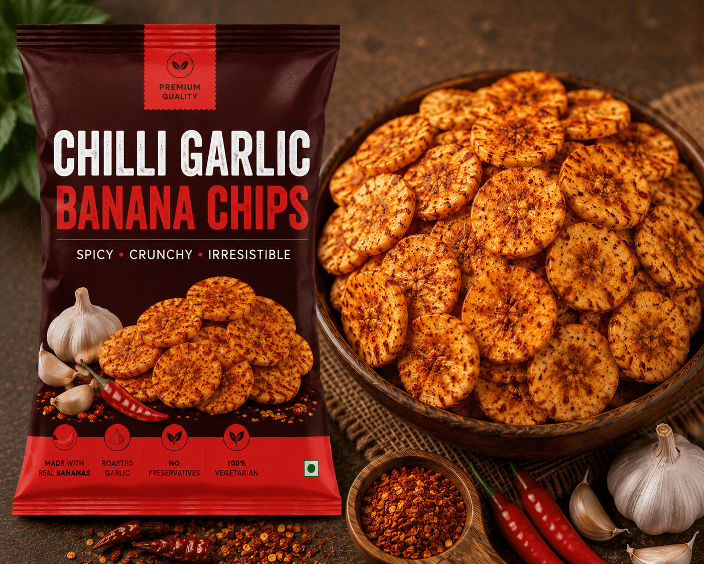 Chilli Garlic Banana Chips - Image 1